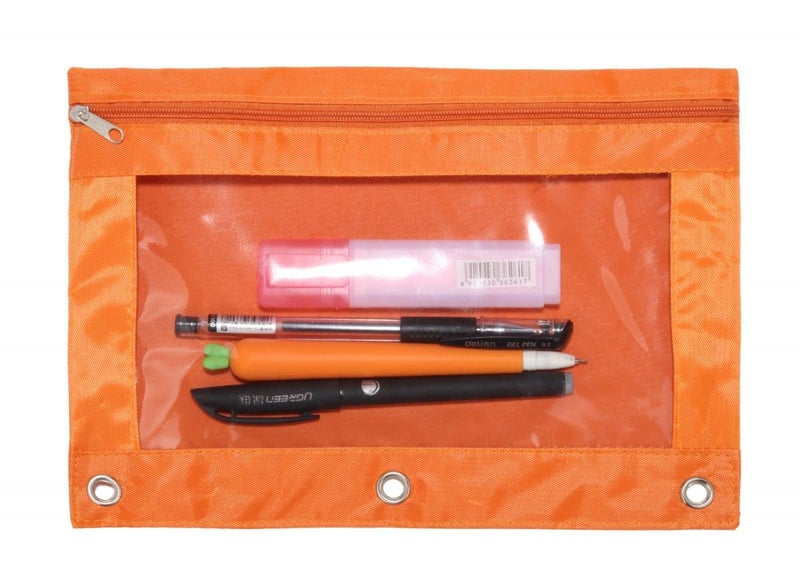 Wodison 24 Packs 3 Ring Binder Pen Pencil Case Pouch Bulk Set Stationery Bag for School Class Office Orange - Image 2